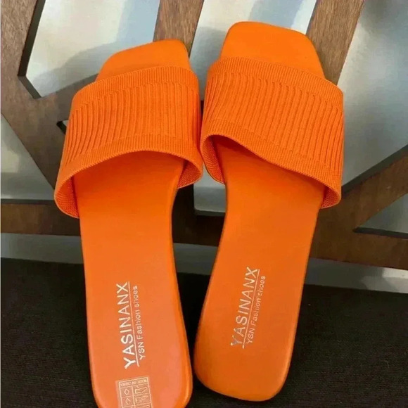 OYOANGLE  Single Band Square Open Toe Slide Sandals Summer Slip on Flat Sandals - Picture 2 of 7